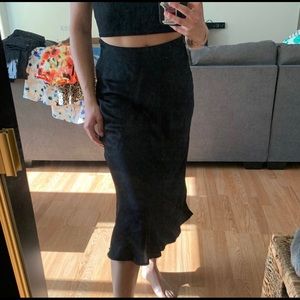 Zara high waisted satin midi skirt